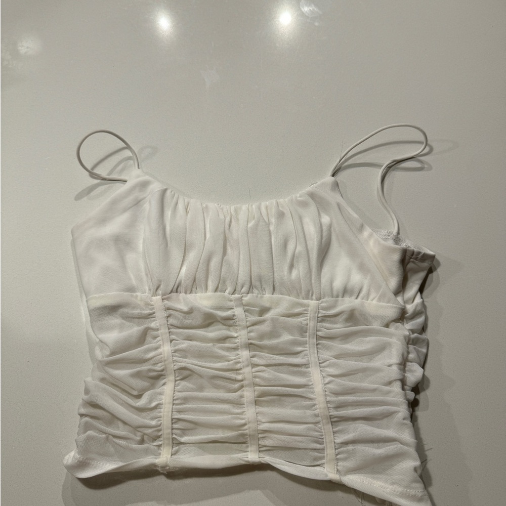 Princess Polly White Ruched Sleeveless Camisole